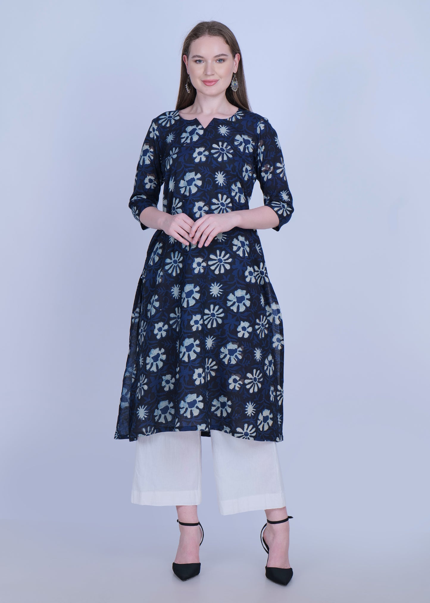 Neel Rangrez Cotton Handblock print Kurta Set