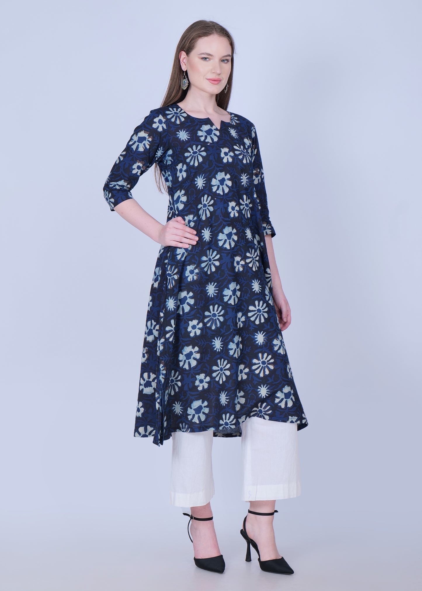Neel Rangrez Cotton Handblock print Kurta Set