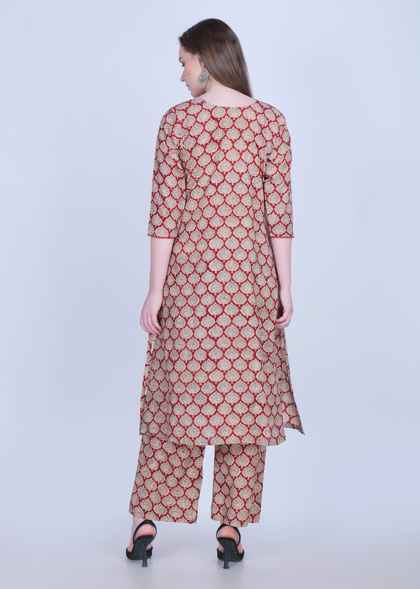 Sindoori Elegance Cotton Handblock Print Kurta Set