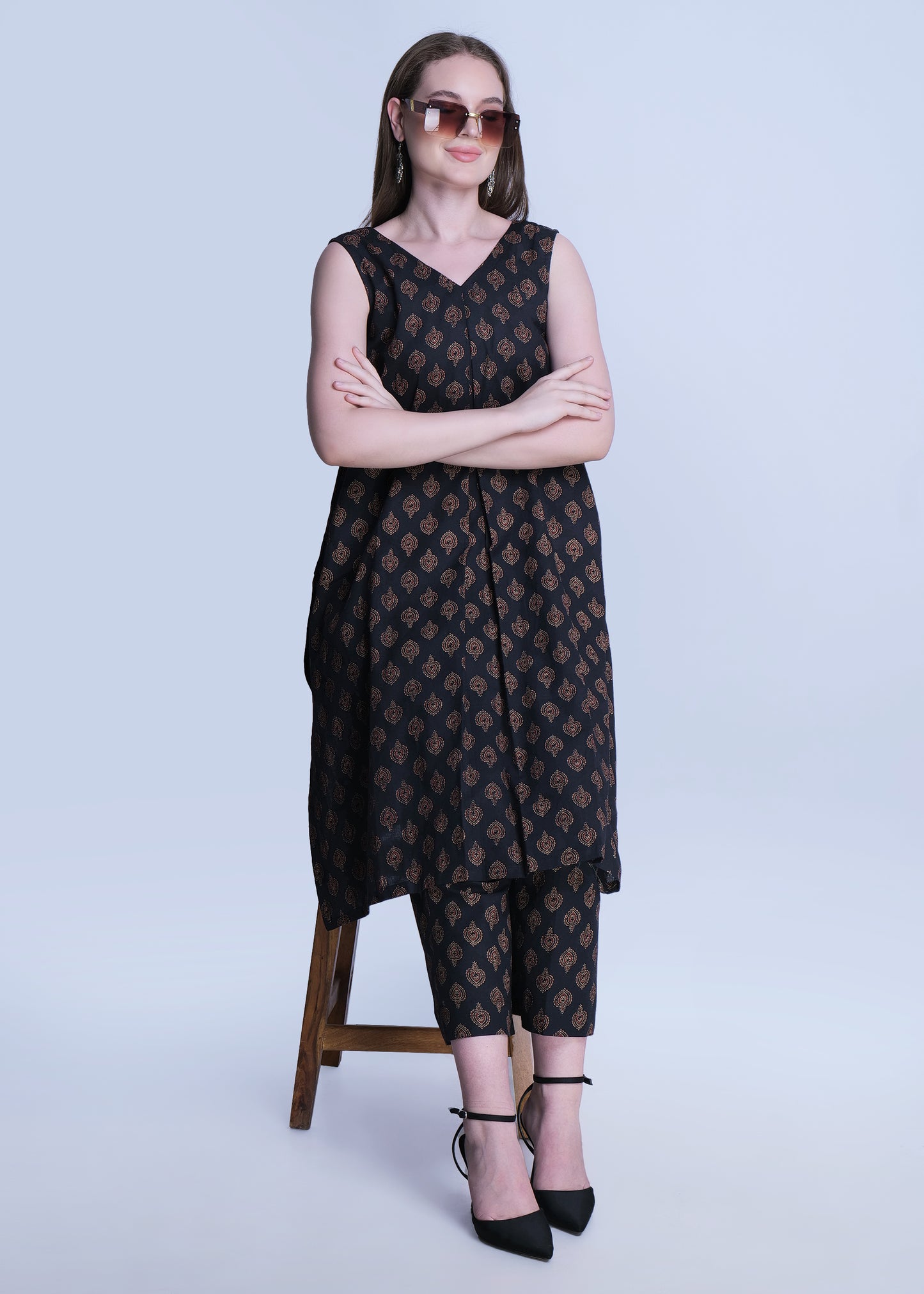 Kaalazeb Cotton Handblock print Kurta Set