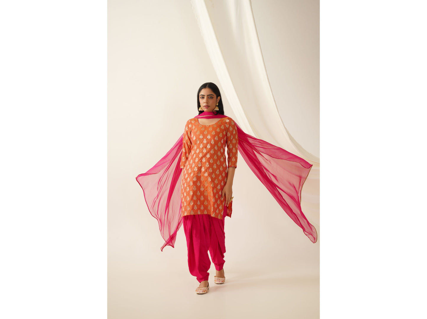 Banarasi Silk Patiala Kurta Set With Dupatta