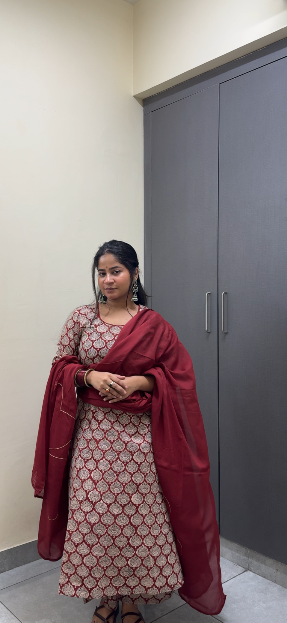 Sindoori Elegance Cotton Handblock Print Kurta Set