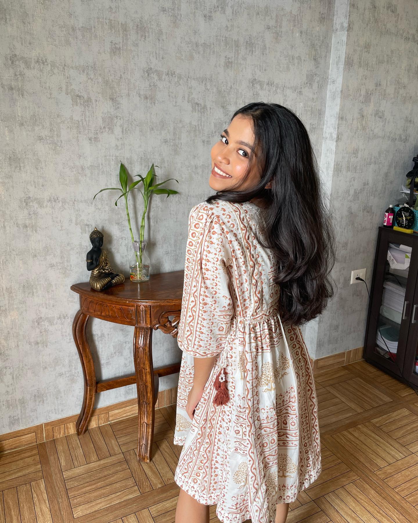 Boho patched Hand block print Organic cotton dress