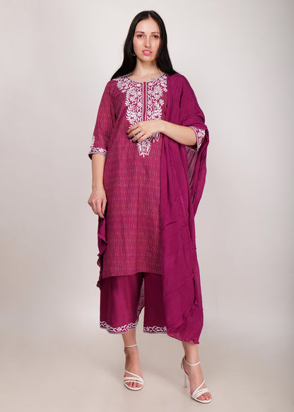 Chikankari Embroidred Cambric Cotton Kurta Set