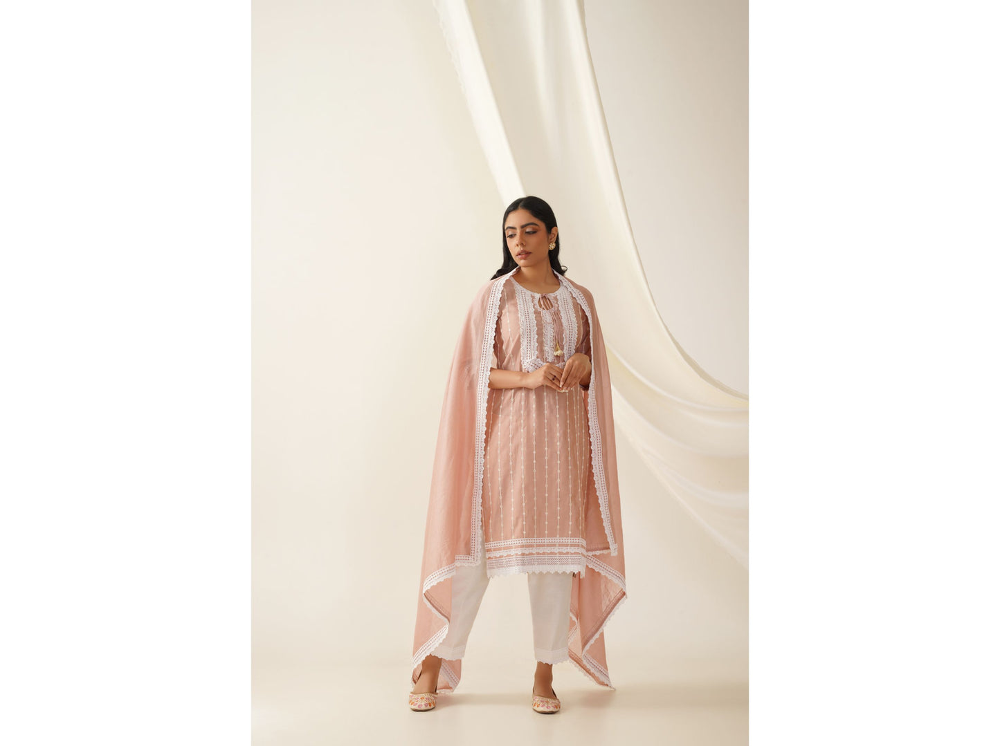 Chanderi Silk Thread Embroidred Kurta Set