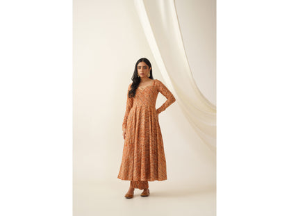 Kalamkari Printed Gota Detailing Anarkali Set