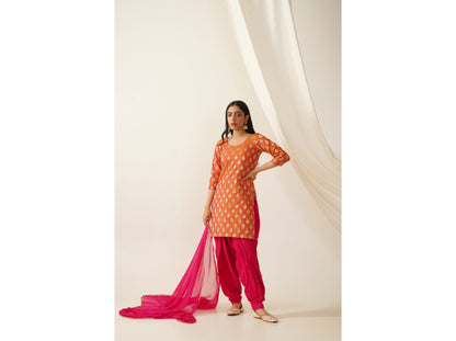 Banarasi Silk Patiala Kurta Set With Dupatta