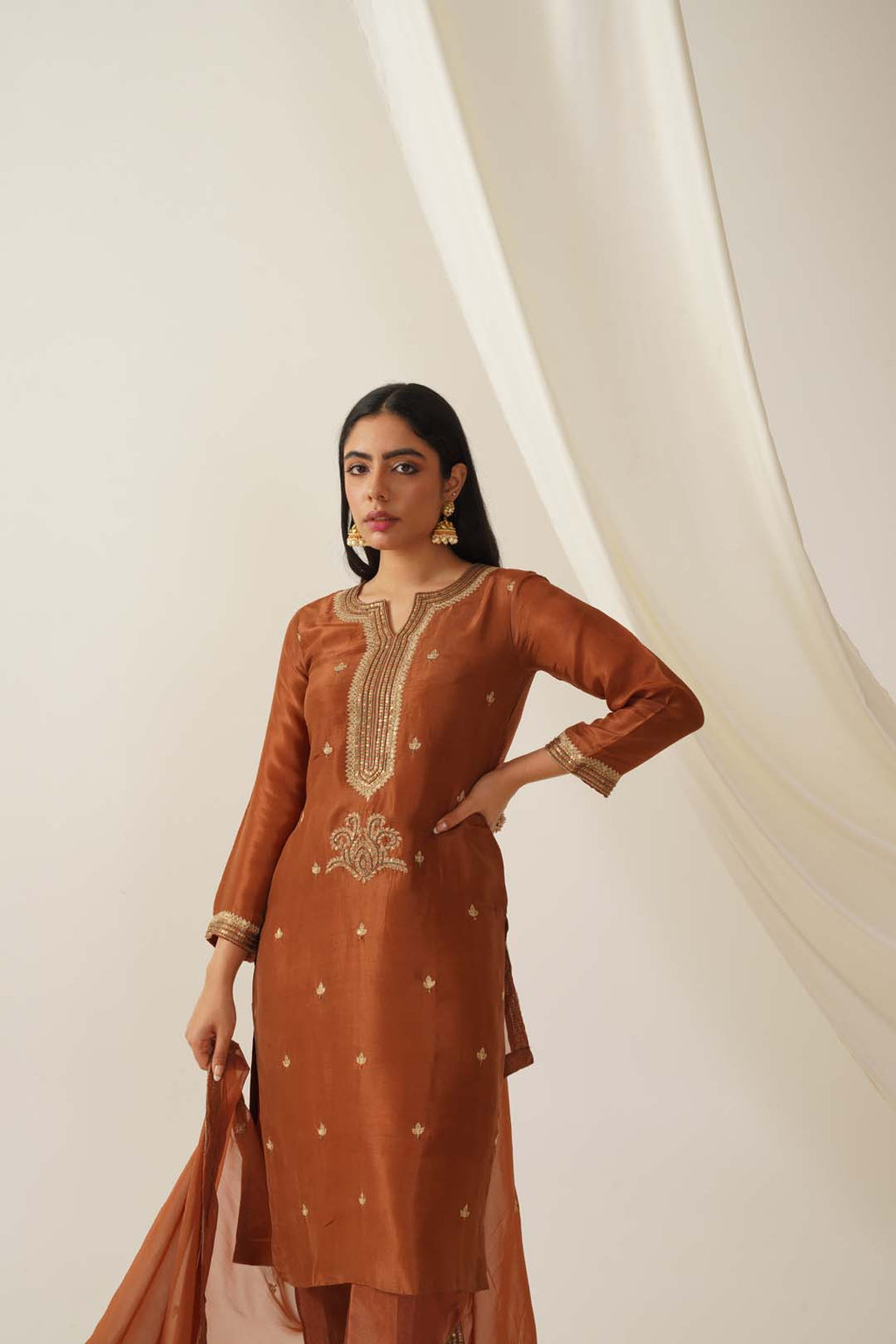 Sitara Uppada Silk Hand Embroidered Kurta Set for Women | Premium Festive & Wedding Ethnic Wear