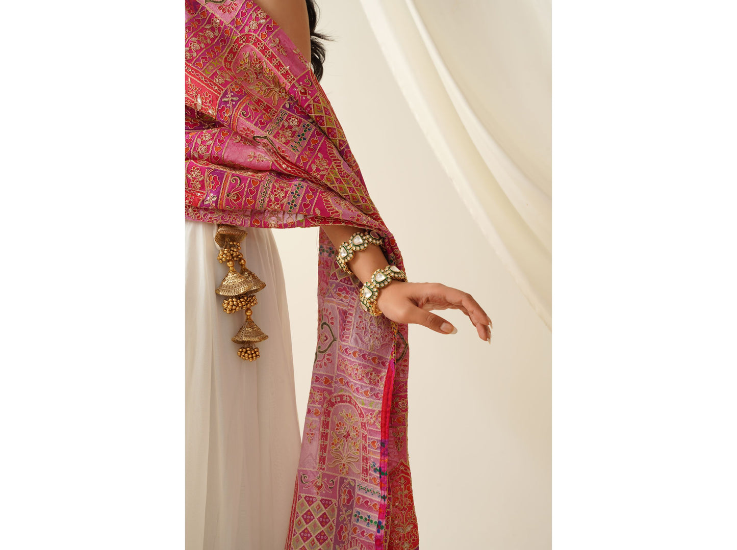 Pink and White Lehenga Set