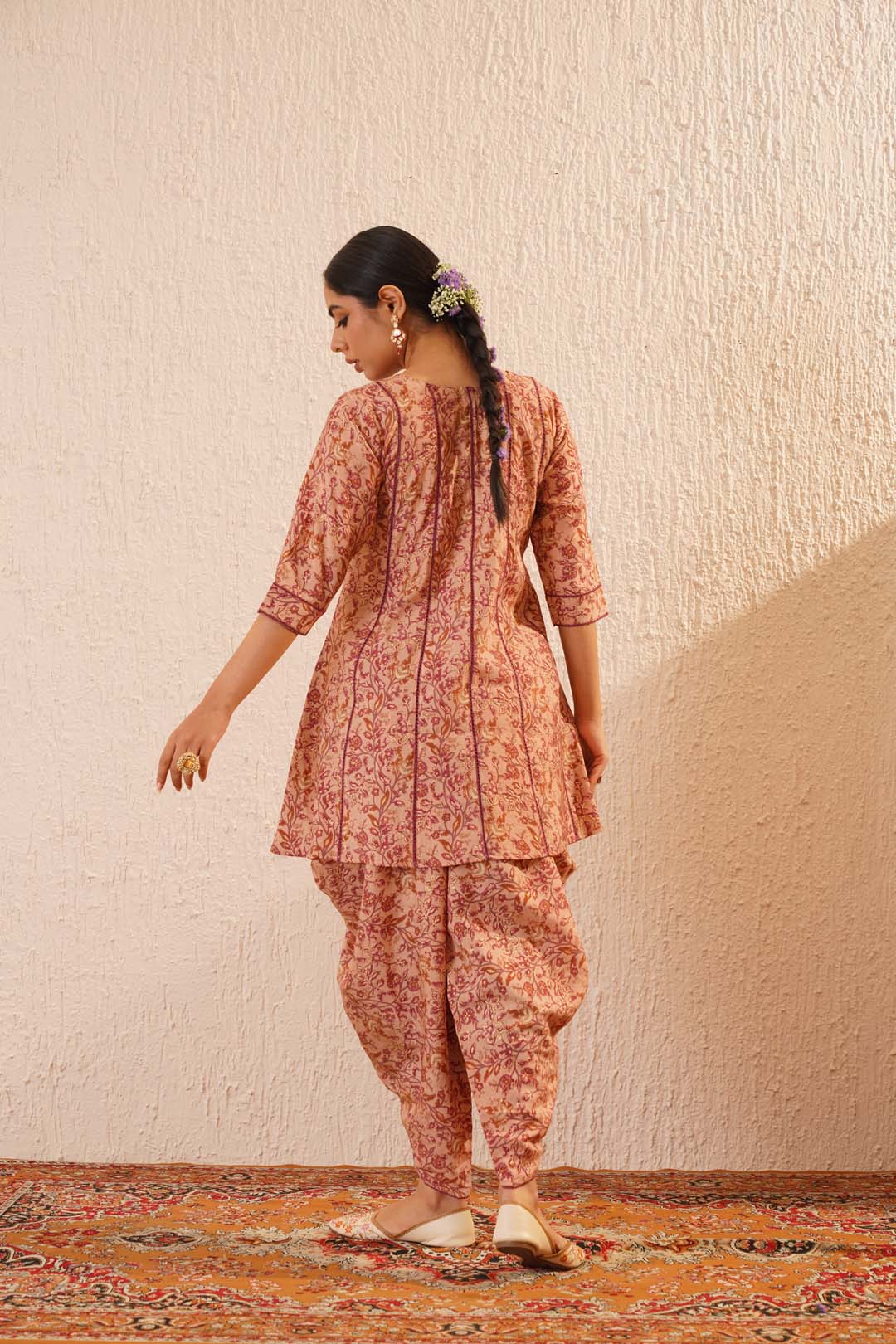 Noor Gul Floral Lace Dhoti Set for Women – Ethnic Kurta with Dhoti Pants