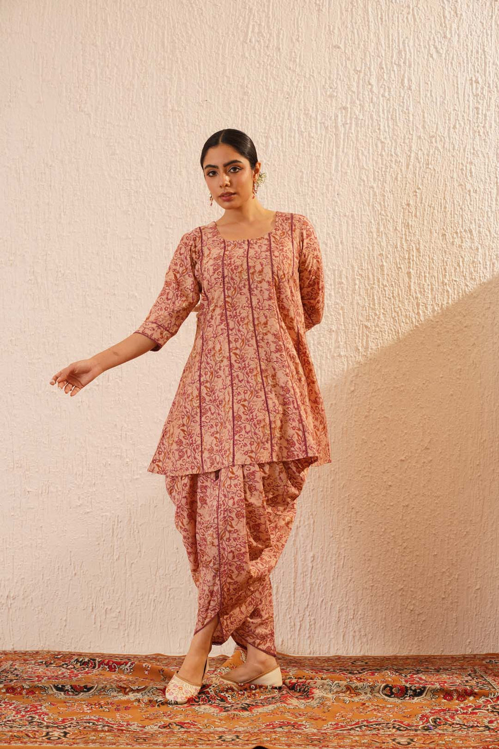 Noor Gul Floral Lace Dhoti Set for Women – Ethnic Kurta with Dhoti Pants
