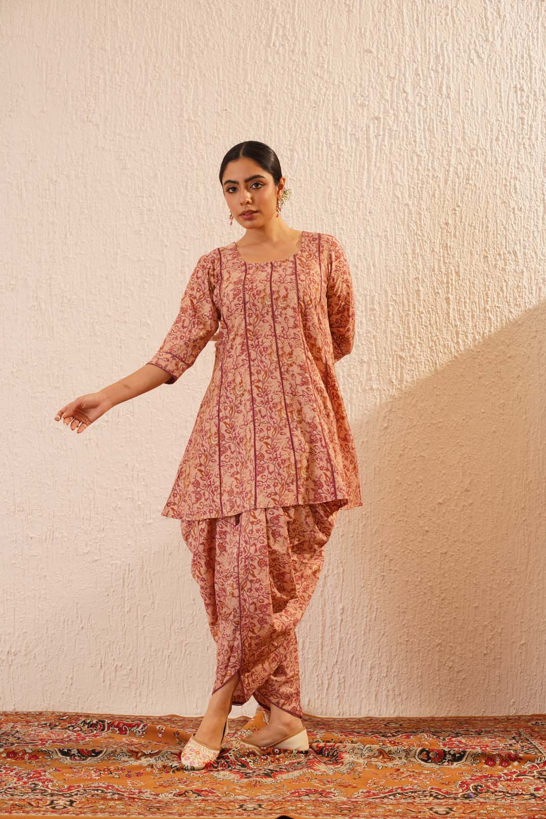Noor Gul Floral Lace Dhoti Set for Women – Ethnic Kurta with Dhoti Pants