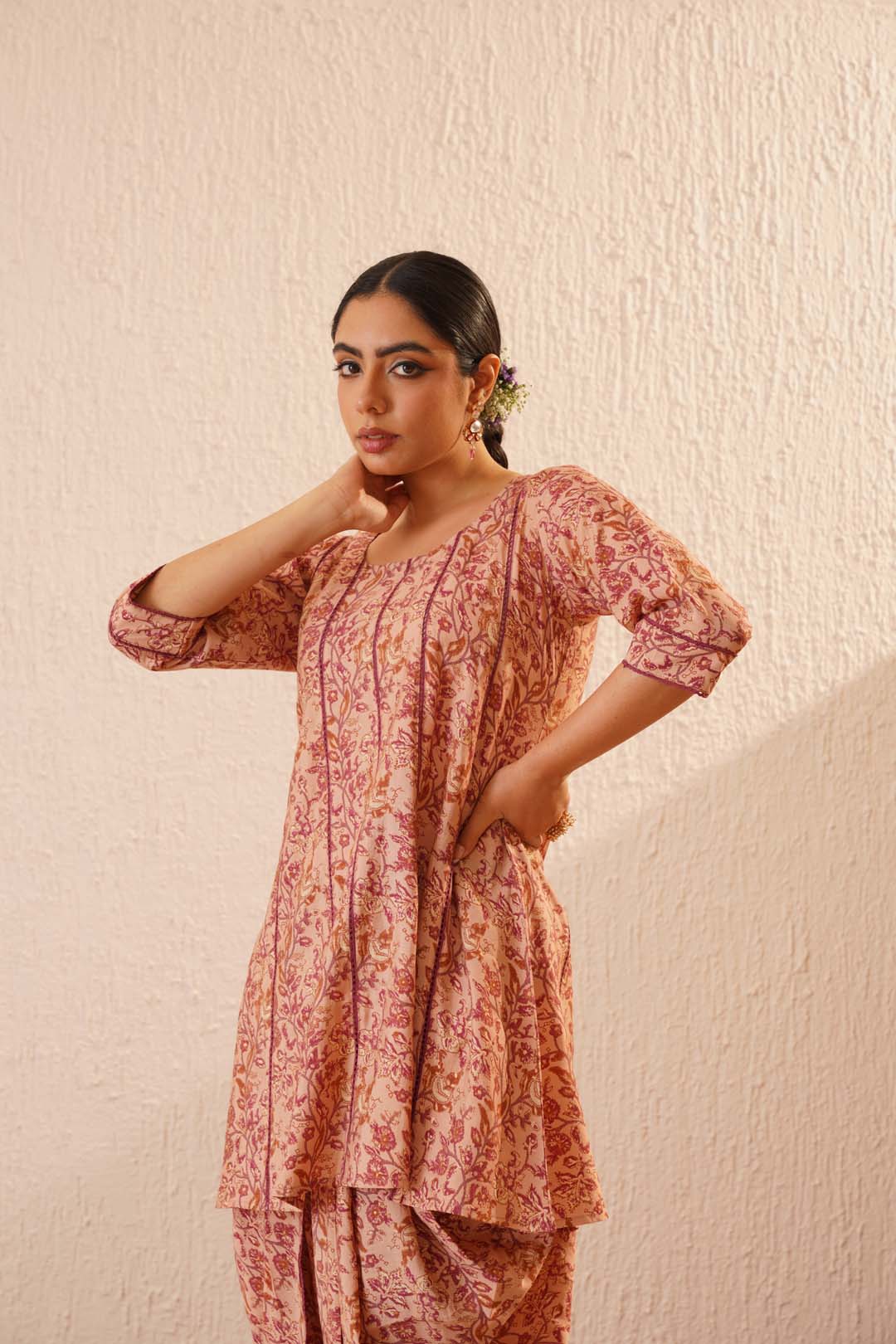 Noor Gul Floral Lace Dhoti Set for Women – Ethnic Kurta with Dhoti Pants