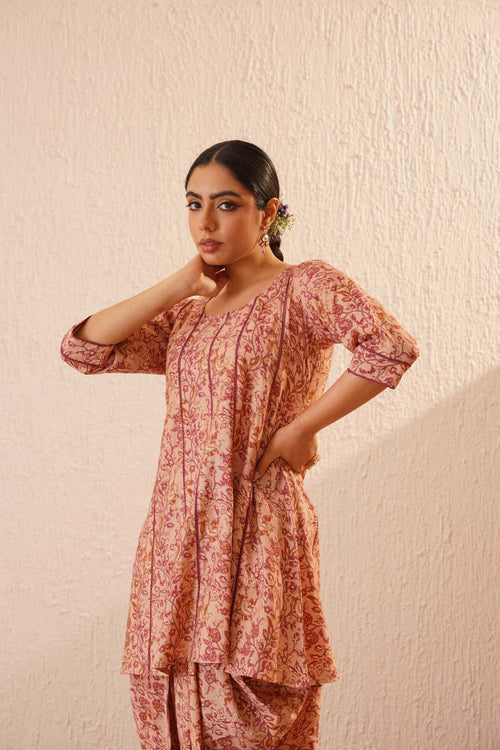 Noor Gul Floral Lace Dhoti Set for Women – Ethnic Kurta with Dhoti Pants