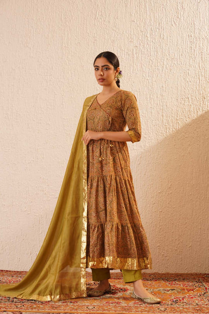 Kalamkari Block Printed Anarkali Set