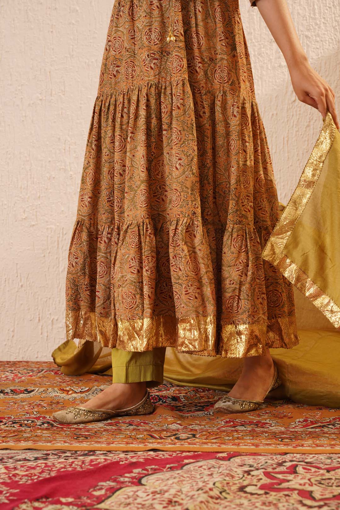 Kalamkari Block Printed Anarkali Set