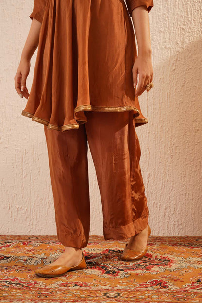 Brown Uppada Silk Sequin Detailing Co-ord set