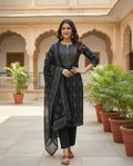 Zehra Black Elegance Cotton Kurta Set with Dupatta