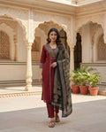 Surkh Ajrakh Handblock Print Kurta Set with Dupatta