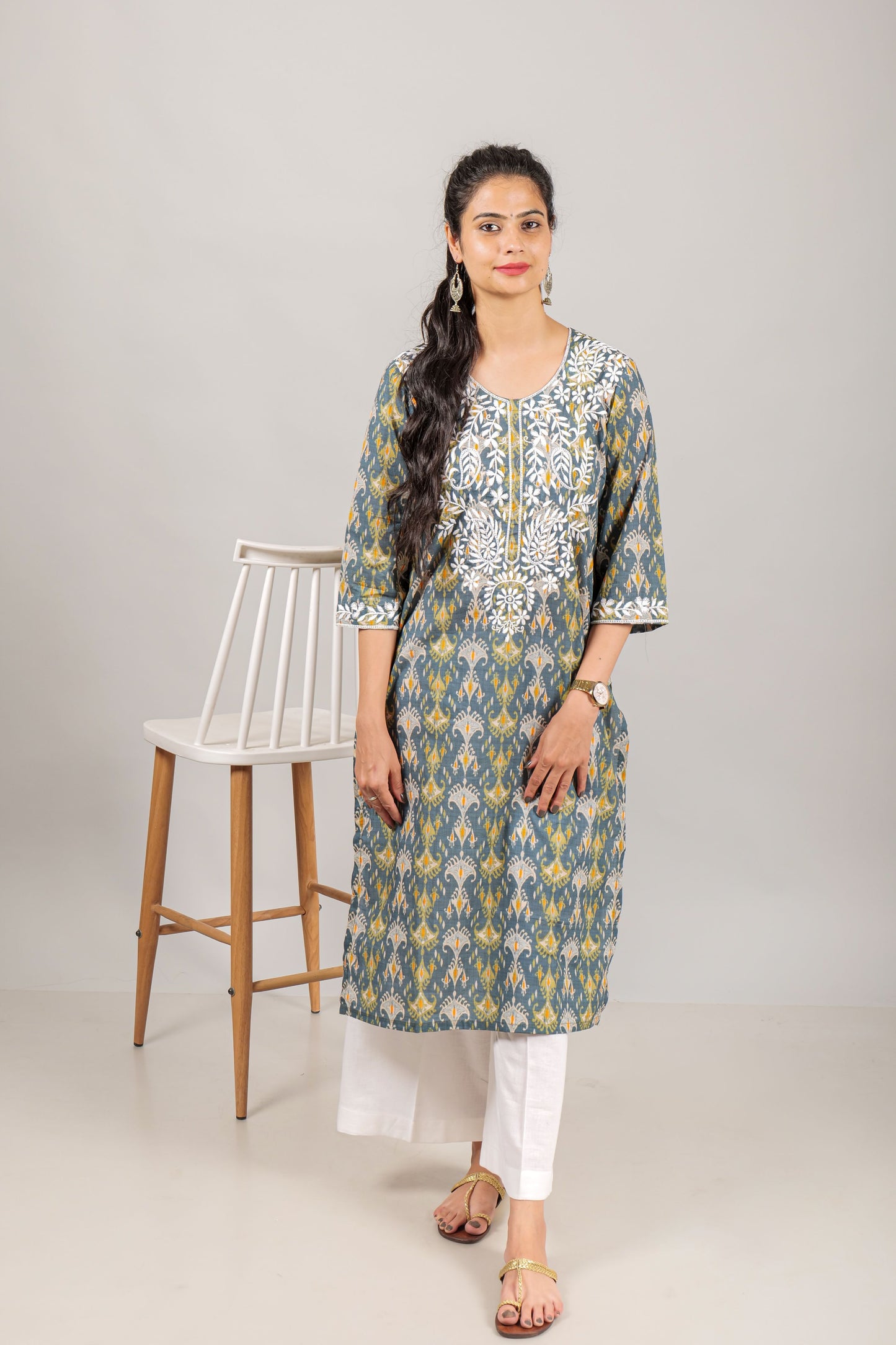 White Handloom Cotton Palazzo