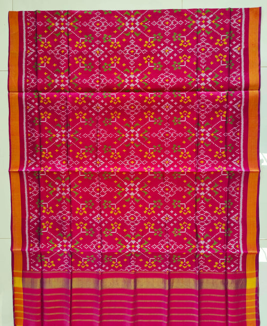 Pink Single Ikkat Patola Dupatta