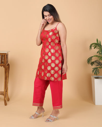 Red Banarasi Co-ord set