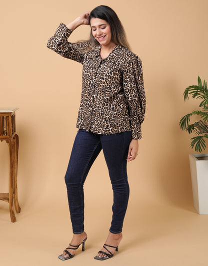 Leopard Print Rayon Shirt