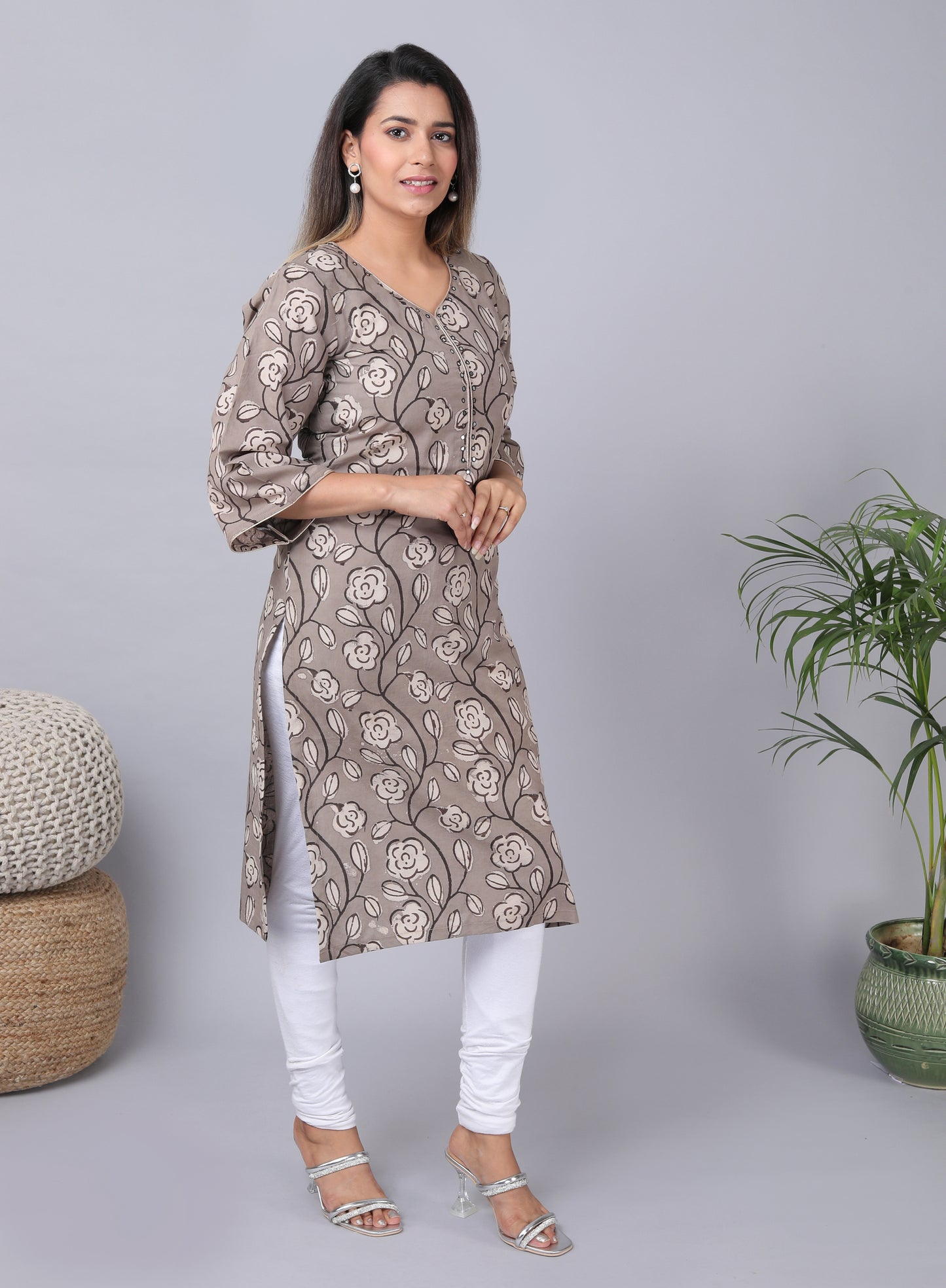 Bindaas Block Print mirror work Cotton Kurta