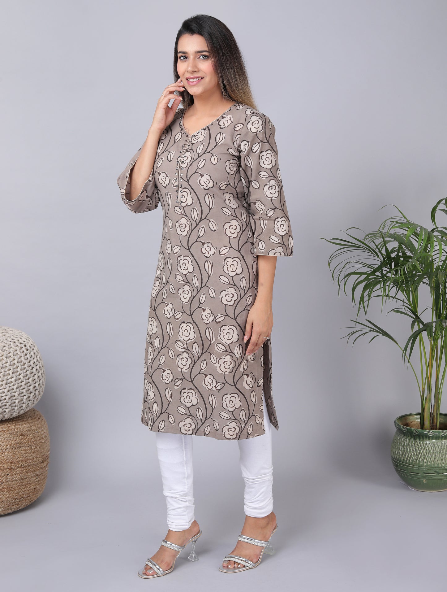 Bindaas Block Print mirror work Cotton Kurta