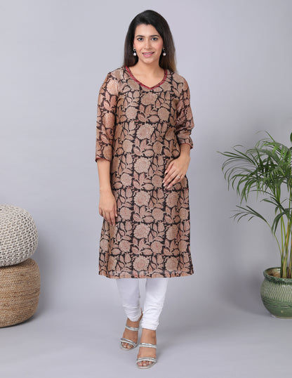 Kalamkari Chanderi Silk Kurta