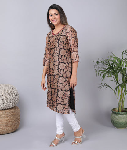 Kalamkari Chanderi Silk Kurta