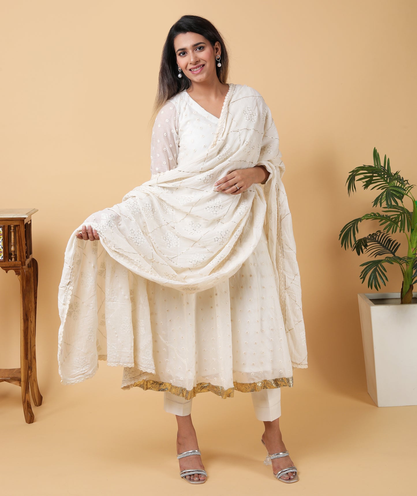 Chanderi cotton Umbrella kurta set