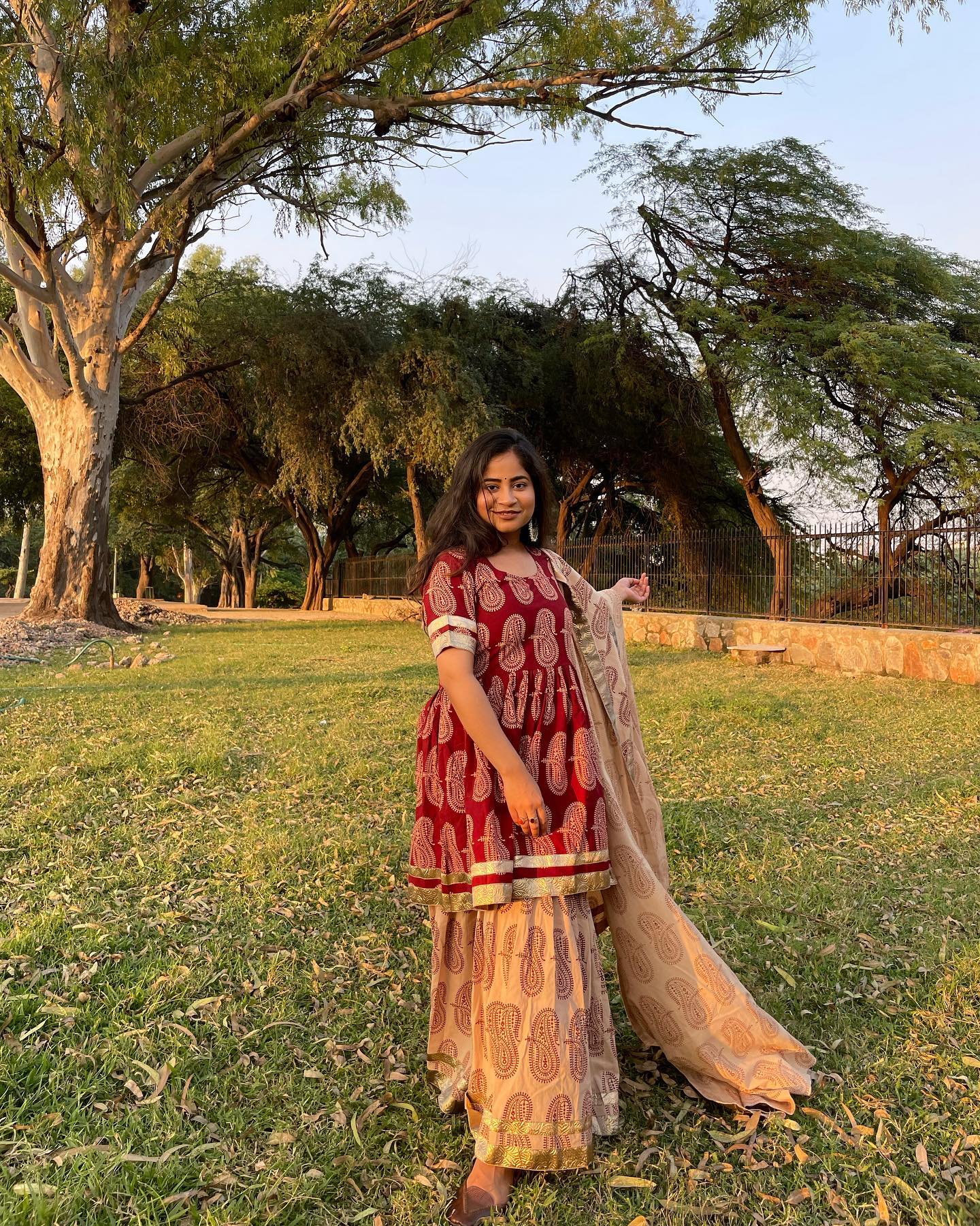 Gamathi Cotton Sharara Set with Dupatta